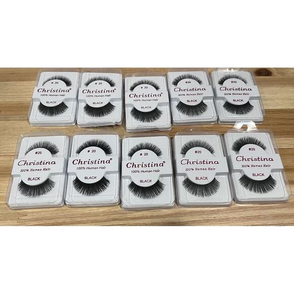 10packs Christina #20 Pairs 100% Human Hair False Eyelashes BUNDLE‎ - Picture 1 of 3